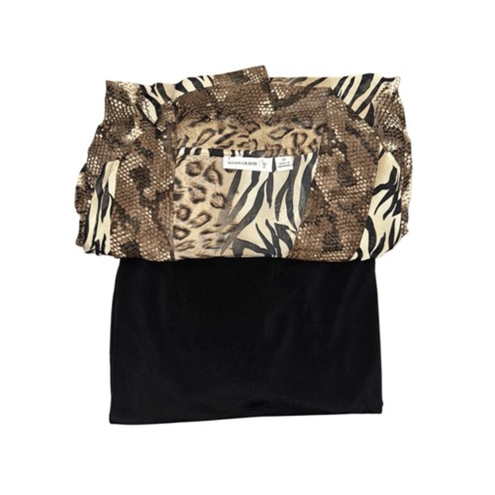 Susan Graver 3X Chiffon Vest Liquid Knit‎ Top Black Animal Print Set A216241 - Picture 2 of 7